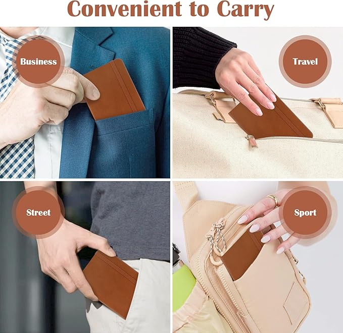 Pocket Dotted Notebook, 2-Pack Dot Grid Notebook, Dotted Journal with Stickers, 3.5" x 5.5" Hardcover, Small Mini A6 size, 160 Pages, 100 gsm Thick Paper, Cognac Brown