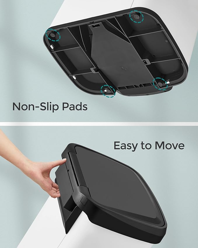 SONGMICS Kitchen Trash Can, 18-Gallon Stainless Steel Garbage Can, with Stay-Open Lid and Step-on Pedal, Soft Closure, Tall, Large and Space-Saving, White and Black ULTB520W68