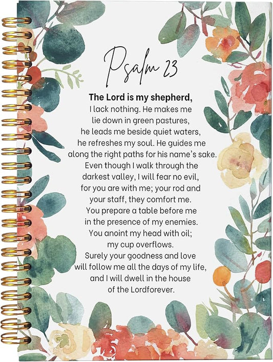VNWEK Christian Art Gifts Notebook Journal - Christian Notebook for Women, Bible Journaling Notebook, Notebook for Bible Notes, Notebook Spiral Bound with, Psalm 23 Writing Pads