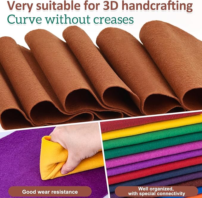 12 Rolls 8"x35"(20.5x90cm) 1.4mm Thick Soft Felt Fabric Sheet 12 Assorted Dark Rainbow Series Colors Felt Pack Pastel Felt Sheets for DIY Craft Sewing Squares Nonwoven Patchwork