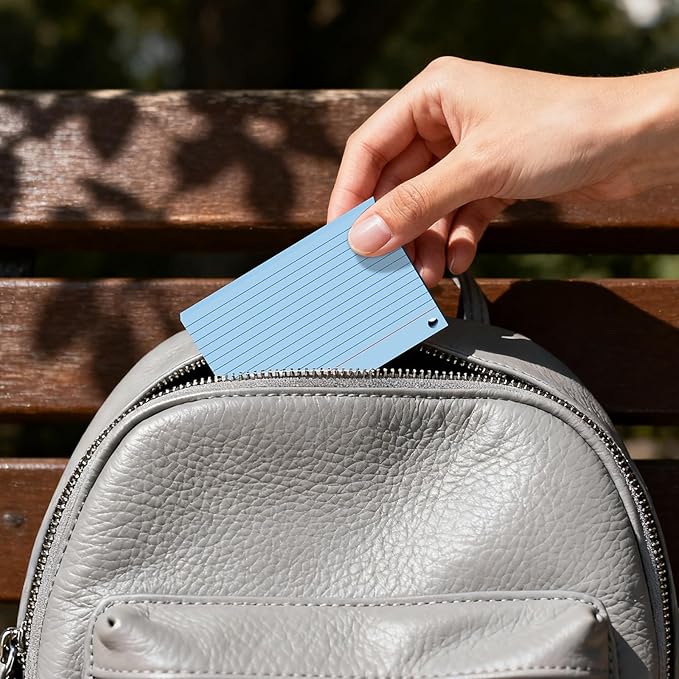 160-Pack Colored Index Cards 4x6 Inch w/Key Ring – 180gsm Heavyweight Flashcards – 4 Vibrant Colors Flash Cards (White Pink Blue Yellow) – Perfect for Study, Notes & Memory, Students School Supplies