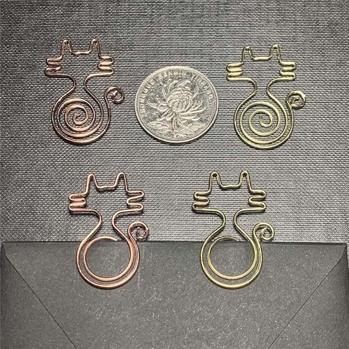 OWLFAVO 40pcs Cat Shape Paper Clips with Clear Box, Rose Gold and Yellow Gold, Funny Cute Paperclips Bookmarks Planner Clips for Fun Office Supplies School Gifts Wedding Decoration