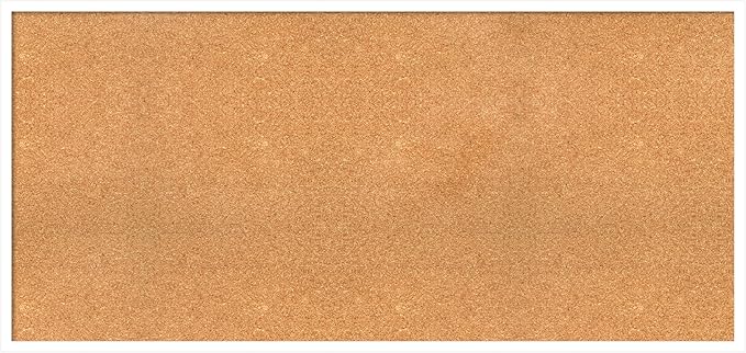 Amanti Art Natural Cork Board for Wall, 25x53 Vision Board with White Frame, Oversize Corkboard Office Decor for Home Organization, Modern Corkboard Pinboard to Display Items for Home Organization in