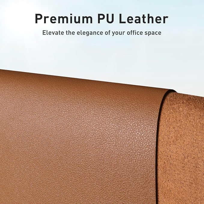 Aothia Leather Desk Pad Protector, Mouse Pad, Office Desk Mat, Non-Slip PU Leather Desk Blotter, Laptop Desk Pad, Waterproof Desk Writing Pad for Office and Home (Brown,31.5" x 15.7")