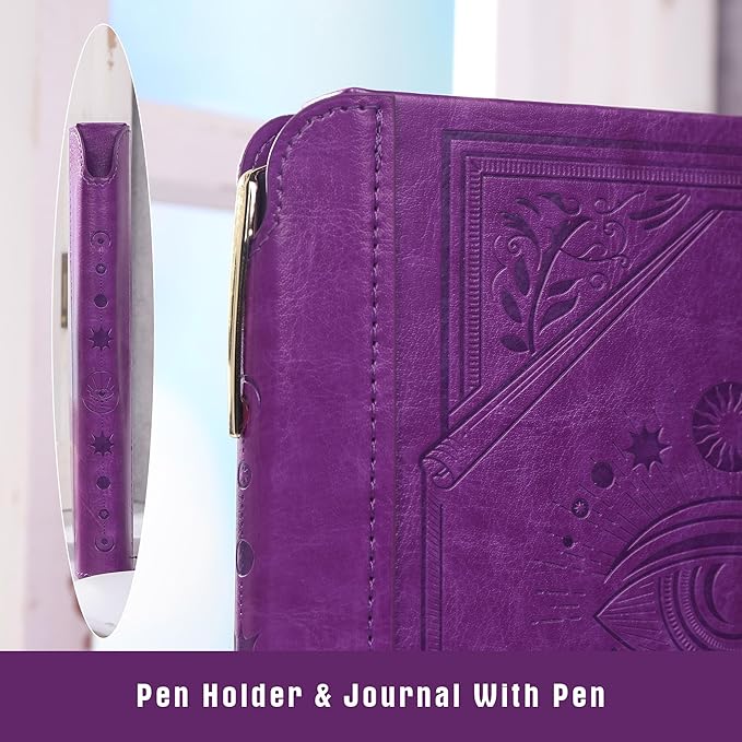 TIEFOSSI Lined Journal Notebook for Women Men, Leather Journal with Pen, A5 Evil Eye Hardcover Notebook for Work, Journaling, Travel & School, 100 GSM Thick Paper, 320 Numbered Pages, 6.2 x 8.3 in