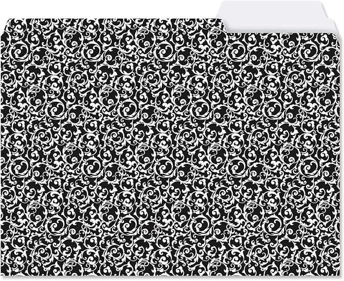 Current Elegant Black File Folders Value Pack - Bulk Set of 24, 6 Pretty Decorative Designs, 1/3 Cut Tabs, Heavy-Duty Paper Stock, Office Supplies for Home & Work, 9-½” x 11-¾” Letter Size