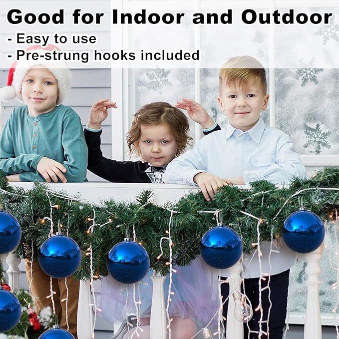 Royal Blue 6.0" Extra Large Christmas Balls - Christmas Tree Decoration Ornaments Shatterproof Hanging Shiny Balls for Birthday Holiday Wedding Decorations Set of 2pcs