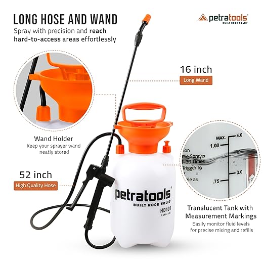 PetraMax Lockdown Sticky Mulch Glue (1 Gal) for Landscaping Bundle with HD101 1 Gallon Pump Garden Sprayer for Easy Hold Landscape
