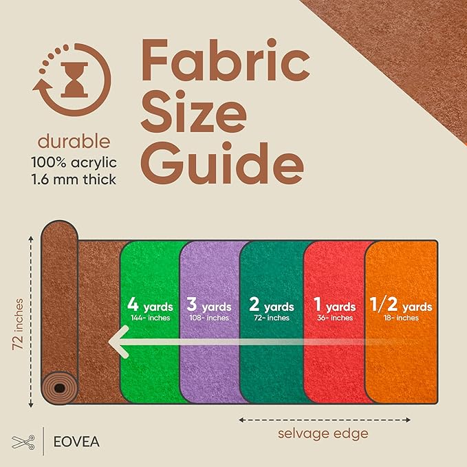 EOVEA | Acrylic Felt Fabric by The Yard - Non-Stiff, Soft Material - 72" Wide - 1.6mm Thick Felt Sheets for DIY Crafts, Sewing, Upholstery, Cushion, Padding(Camel, 5 Yards)