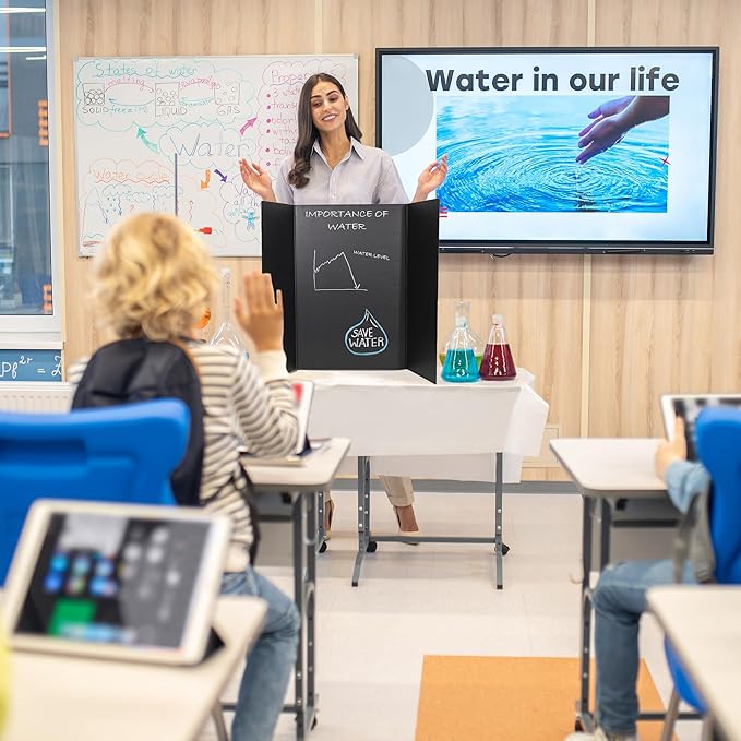 EPI Tri Fold Cardboard Display Board. Large 36 x 48in White Tri-fold Poster 12 Pack. Professional Presentation Boards with Rounded Corners for Science Fair Project, School and Business Presentations