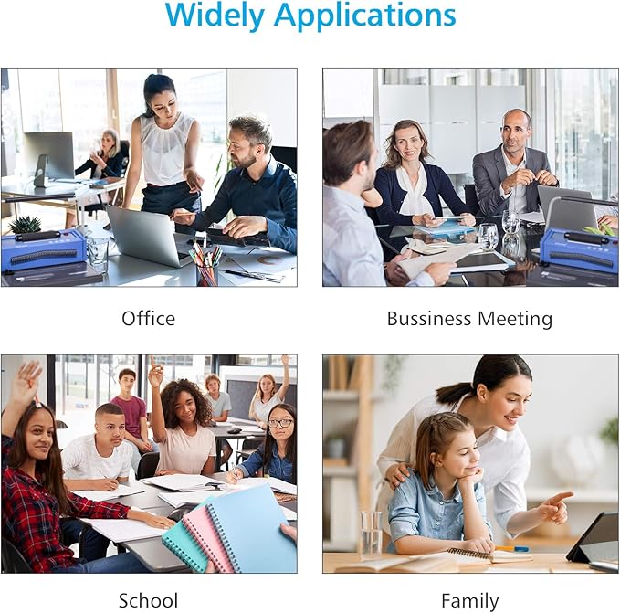 TIANSE Spiral Coil Binding Machine, Manual Book Maker Punch Binder with Electric Coil Inserter, Disengaging pins, Adjustable Side Margin, Comes with 100pcs 5/16'' Plastic Coil Binding Spines & Plier