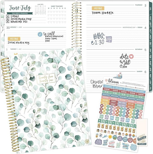 bloom daily planners 2025-2026 (8.5" x 11") Academic Year Day Planner (July 2025 - July 2026) - Weekly & Monthly Dated Agenda Organizer with Stickers & Tabs - Boho Greenery