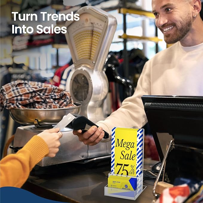 2 Pack Acrylic Brochure Holder Stand 4‘’, Clear brochure and business Rack Card Holder Stand, Plastic Flyer Display Stand for Magazine, Pamphlet, Booklets, Menu, Journals, Business Card