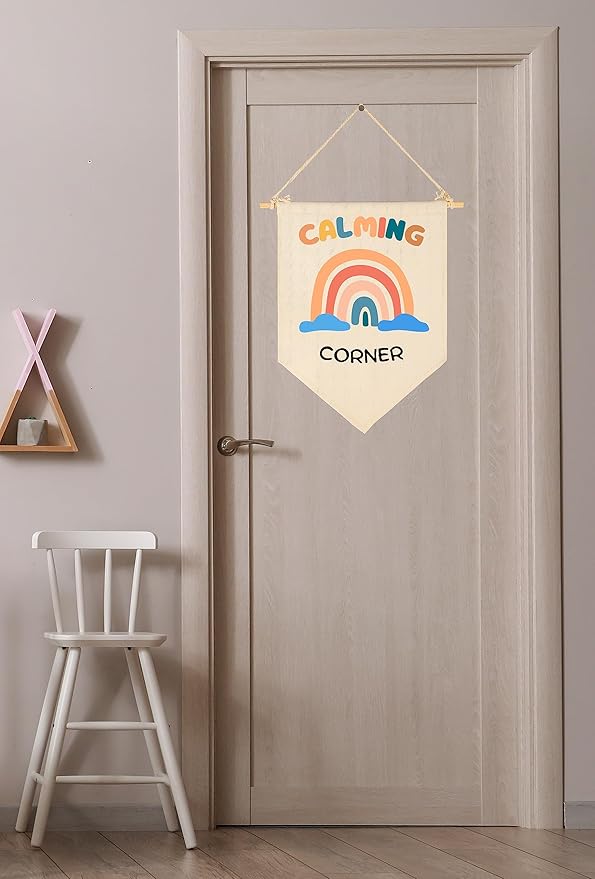 Calming Corner Decor-Coping Techniques Wall Art for Kids-Calm Down Skills-Classroom Management Sign-Flag Decor Gift for Kids Boys Girls - Banner Wall Sign Gifts for Classroom
