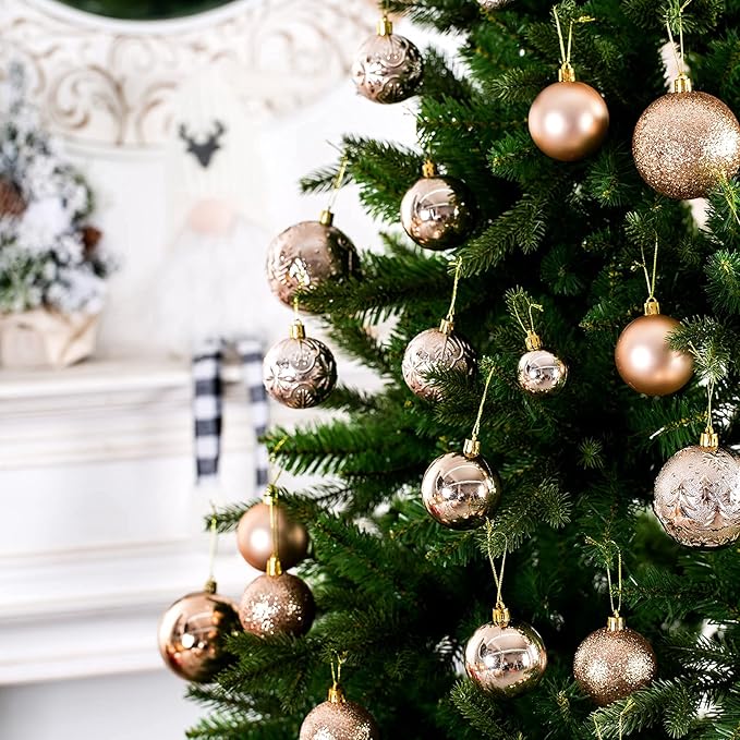 Christmas Ornaments for Xmas Trees,Champagne Shatterproof Christmas Ball Ornaments