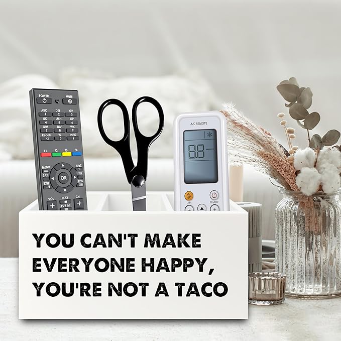 Funny Taco Gifts Pen Pencil Holder Organizer for Desk, You Can't Make Everyone Happy You're Not a Taco Funny Wooden Box Sign for Home Office Desk Tabletop Decorations