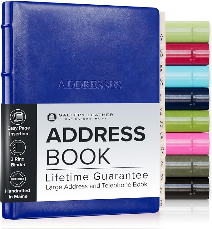 Gallery Leather Desk Address Book - 9" x 7" - Acadia Malibu