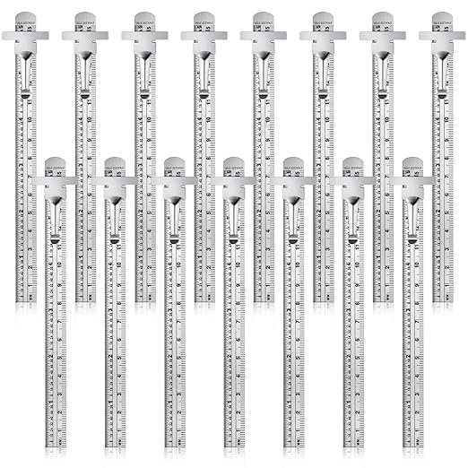 6 Inch 15 cm Pocket Ruler Flexible Precision Stainless Steel Ruler with Detachable Clips Stainless Steel Pocket Clip Scale Gauge Metric British System(15 Pieces)