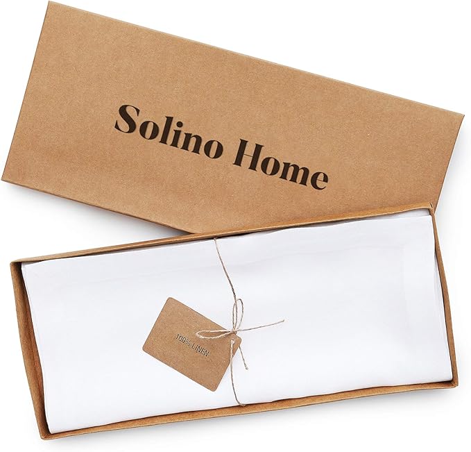 Solino Home Linen White Table Runner 90 Inches Long - 100% Pure Linen 14 x 90 Inch Table Runner for Dining, Fall, Autumn, Winter, Thanksgiving, Christmas, Holiday - Fete