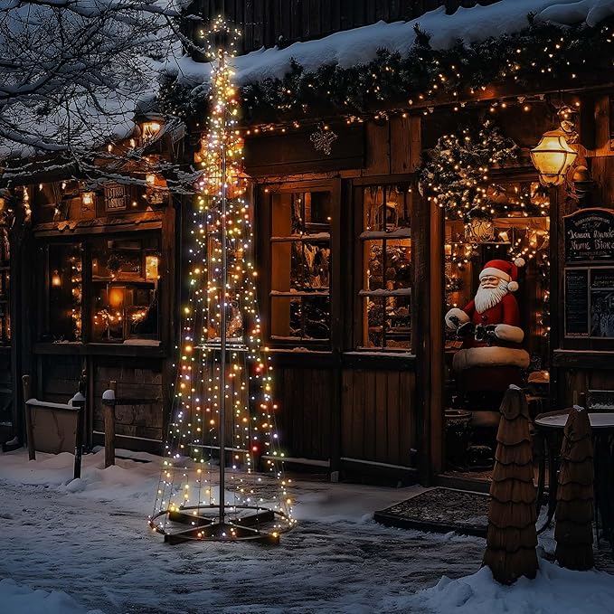 Yescom Vast-Starry 12ft Giant-Sized LED Cone Tree Christmas Light with Star 1120 Solar Lighting 8 Model Outdoor Yard Shopping Mall Cafe Restaurant Store Bar Deck Event Holiday Decoration Multi-Color