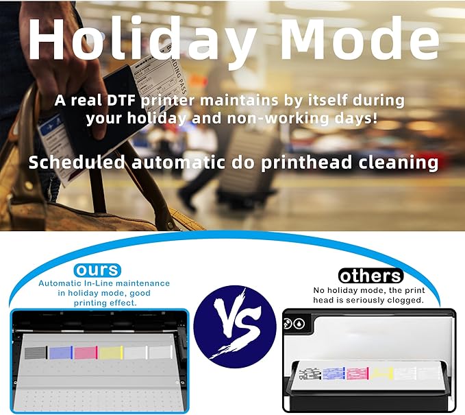 Lancelot Auto-Maintenance A3 M1630 Pro DTF Printer Transfer Printing Machine with White Ink Circulation and Auto-Film Cutter for DIY Print T-Shirt,Doule Speed for L1800/R1390 DTF Printer