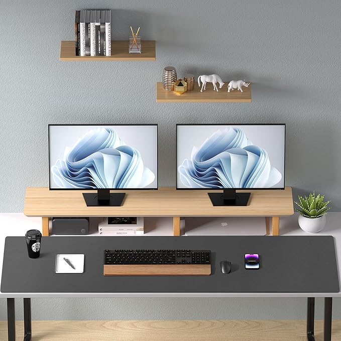 Aothia Faux Leather Desk Mat – Large Mouse Pad, Non-Slip PU Leather Blotter, Waterproof Writing Surface for Office and Home (Grey, 47.2" x 23.6")