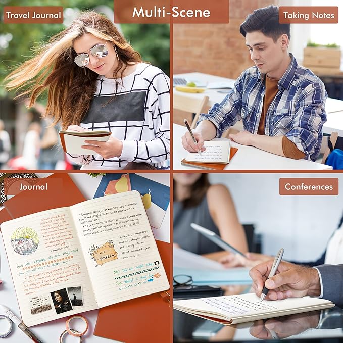 16 Pack Soft Cover Journal Bulk, Feela Lined Notebooks College Ruled for Work for Women Girl Writing, Blank Travel Journal Note Taking Notebook School Business Supplies, 8.2” x 5.5”, A5, Dark Orange