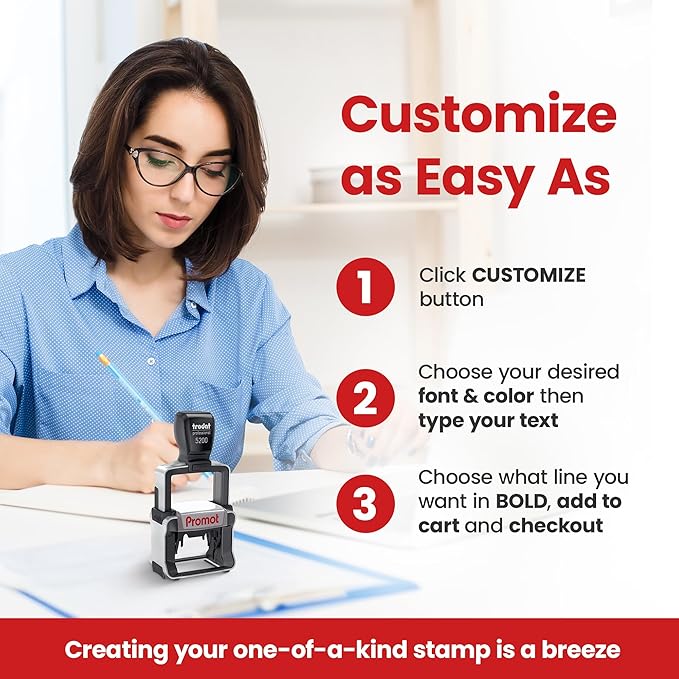 Promot Small Professional Stainless Steel Stainless Steel Self Inking 6 Lines Custom Stamp - Personalized Office Stamp