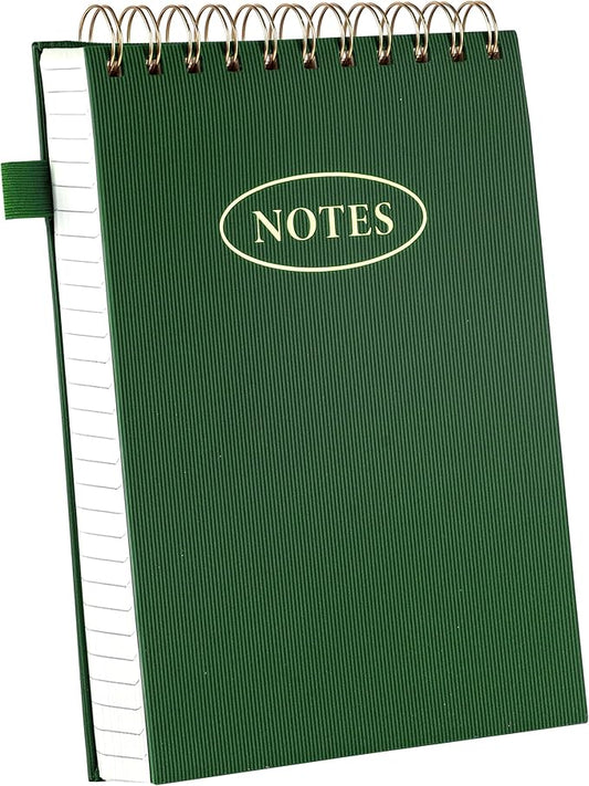 Yoment Top Spiral Notebook 240 Pages Leather Steno Pads 6x9 Top Bound Spiral Notepad 100 GSM College Ruled Notebook Left Handed Notebooks for Work School Office, Green