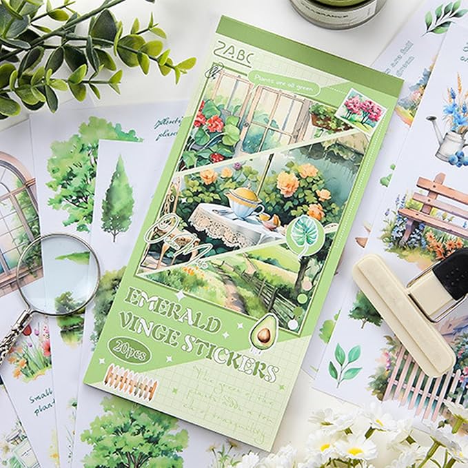 Aesthetic Journaling Sticker Books for Adults - Pre-Cut Scrapbook Stickers Vintage 20 Sheets Junk Journal Supplies Watercolor Scrapbooking Stickers Planner Cottagecore Decorative DIY Arts Craft Making