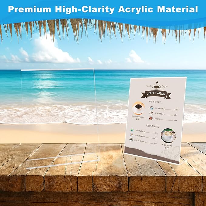 20 Pcs Acrylic Sign Holder 8.5*11inch, Slanted Back Sign Holder, Acrylic Display Stand,Vertical Indicator Stand, Suitable for Shopping Malls, Offices, Restaurants, and Weddings