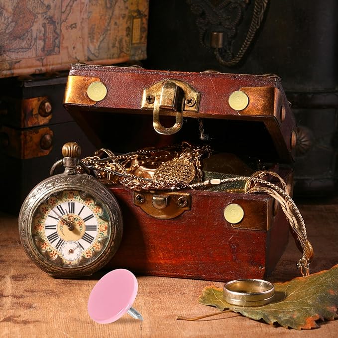 uxcell 100Pcs Upholstery Tacks, 11mmx10mm Flat Head Thumb Tack Decorative Furniture Nails Push Pins for Furniture Sofa Headboards, Pink