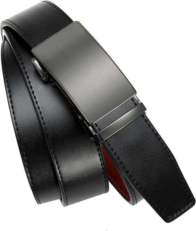 CHAOREN Mens Belt - Mens Ratchet Belt Leather 1 3/8" for Dress Pant - Micro Adjustable Belt Fit Everywhere