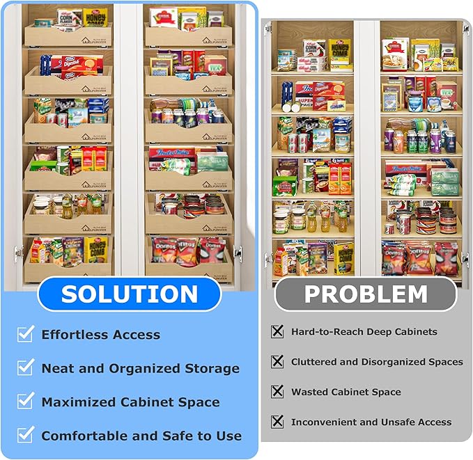 WelFurGeer Soft Close Pull Out Drawers for Cabinets, 14" W x 22" D Pull Out Cabinet Drawer with Heavy Duty Slides, Pull Out Cabinet Organizer, Cabinet Roll Out Drawers, Pull-Out Home Organizers