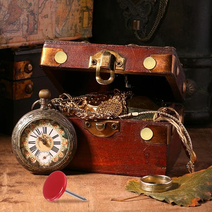 uxcell 100Pcs Upholstery Tacks, 11mmx17mm Flat Head Thumb Tack Decorative Furniture Nails Push Pins for Furniture Sofa Headboards, Red