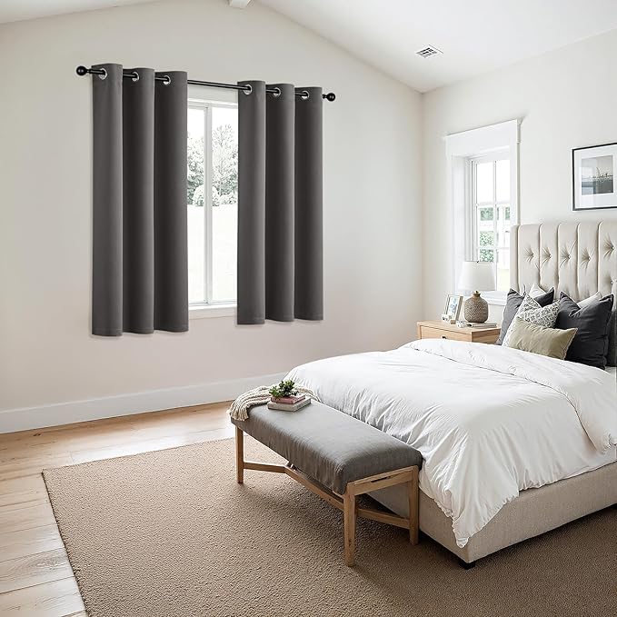 MIULEE Grey Blackout Curtains - Bedroom Window Treatment Curtains Thermal Insulated Room Darkening Drapes for Living Room Kitchen Grommet Top Light Blocking Drapery, 40 x 54 Inches Long, 2 Panels