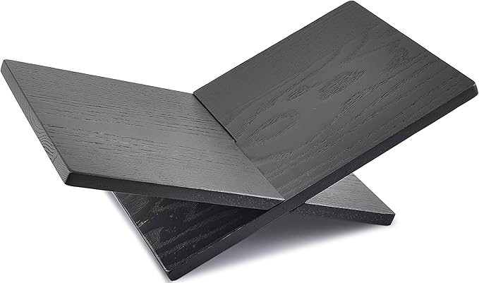 Honygebia Solid Wood Book Stands - Cross Frame Black Oak Wooden Book Holder, Open Bookstand for Display and Reading, Suitable for Art, Bible, Cookbook, Easel, Magazine, Textbooks