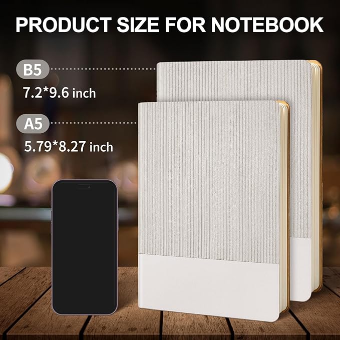 Lined Journal Notebook for Work College Ruled Note Book 7.2"x9.6" B5 PU Leather Daily Journaling 160 Pages for Women Men Writing Home School Supplies Business (Grey)