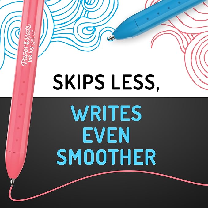 Paper Mate InkJoy Bright Pens, Gel Pens, Medium Point (0.7mm), Retractable, Assorted Brighter Colors, 6 Count