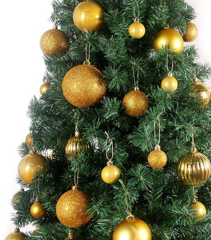 Gold 1.6" Small Christmas Balls Christmas Tree Decoration Ornaments Shatterproof Hanging Balls for Birthday Halloween Holiday Wedding Decorations Set of 24pcs