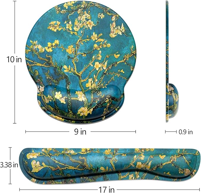 Dapesuom Keyboard Wrist Rest and Mouse Pad with Wrist Support, Cute Memory Foam Cushion for Keyboard and Mouse Set, Ergonomic Pad Rests with Non Slip Base for Easy Typing & Pain Relief, Green Flower