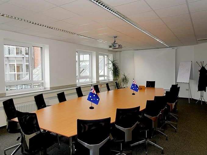 2 Pack Australia Desk Flag, Australian Table Office Flag with Solid Pole and Stand Base, International Country Flag, Festival Celebration, Classroom Meeting Desktop Decoration (Australia)