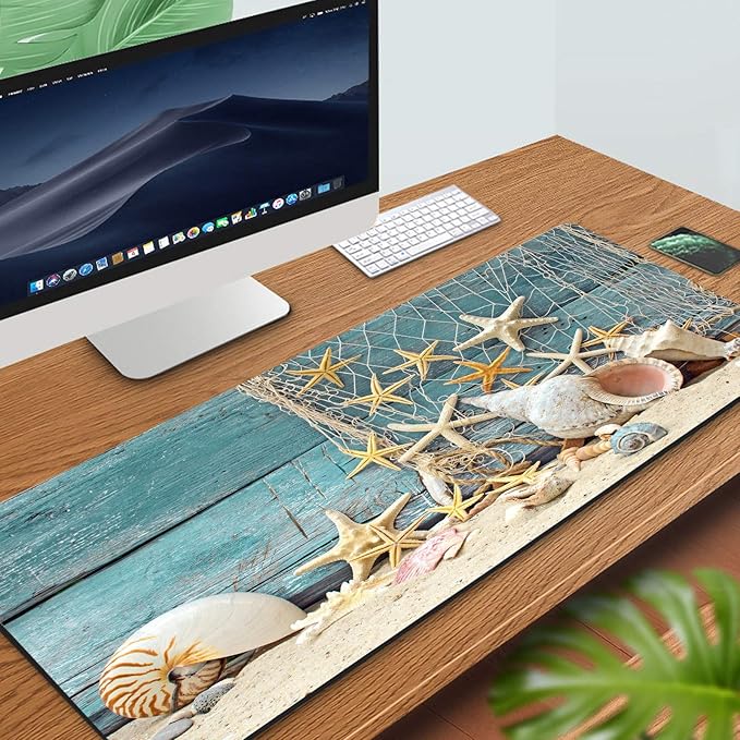 RTGGSEL 31.5x11.8 Inch Non-Slip Long Extended Large Gaming Mouse Pad with Stitched Edges XL Laptops Keyboard Mouse Mat(Starfish)