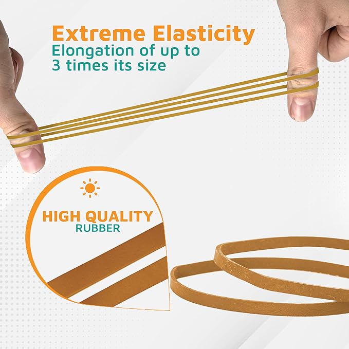 Plastic Mill Rubber Bands Thick Size #33 | Natural Durable RubberBands 100 Count /pack | 3 1/2 x 1/8" Multi-Purpose Band | Elastics large Long Rubber for Office Supply, File Folders, box, Books, gifts, Notebook|