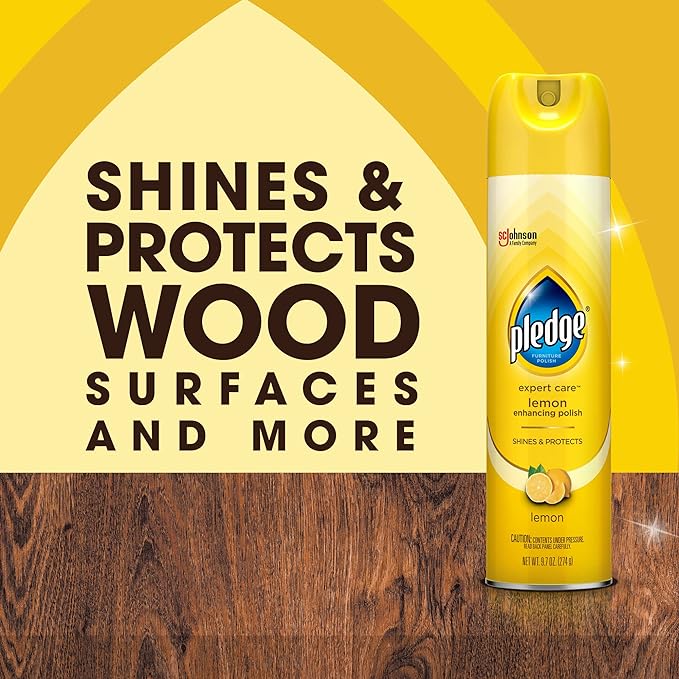 Pledge Enhancing Polish, Furniture & Wood Spray, Lemon Scent, 9.7oz (Pack of 3)