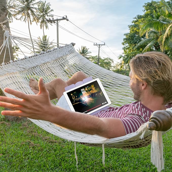 MSDADA Desk Book Stand Metal Reading Rest Book Holder Adjustable Cookbook Documents Holder for Recipes Textbooks Tablet Music Books, Mom Gifts, Gifts for Grandma Mom Mothers Day(Light Purple)