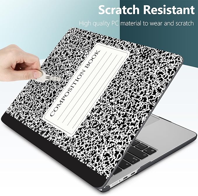 DONGKE Compatible with M4 MacBook Air 15 inch Case 2025 2024 2023 A3241 A3114 A2941 M3 M2 Liquid Retina Display Touch ID, Plastic Hard Case & Keyboard Skin & Screen Protector - Composition Book