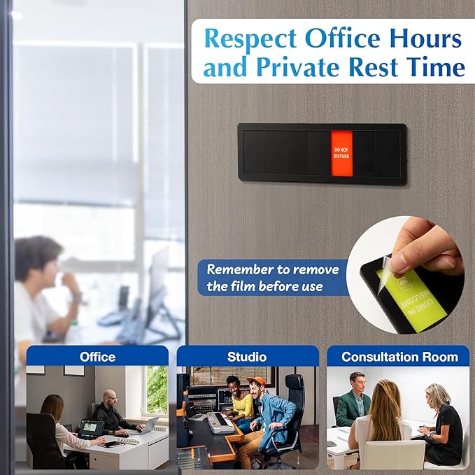 Office Door Signs,7 Options-Do Not Disturb, Out of Office, In a Meeting, Working Remotely,Please Knock, Back Soon, Come in Welcome Privacy Door Signs Available and Away for Conference Room & Meeting