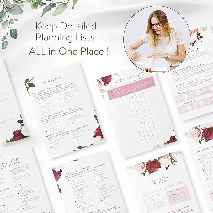 Your Perfect Day Wedding Planner Book and Organizer - Wedding Planner Book - Bridal Planning Binder with Countdown Calendar - Bride Gifts - (PINK FLORAL)