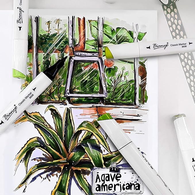 Bianyo 72 Pastel Markers Alcohol Marker Set, Dual Tip Art Markers Set, Alcohol-Based Ink Permanent Marker with Premium Grey Bag for Adults, Kids, Amateurs, Coloring, Drawing, Outlining, highlighting